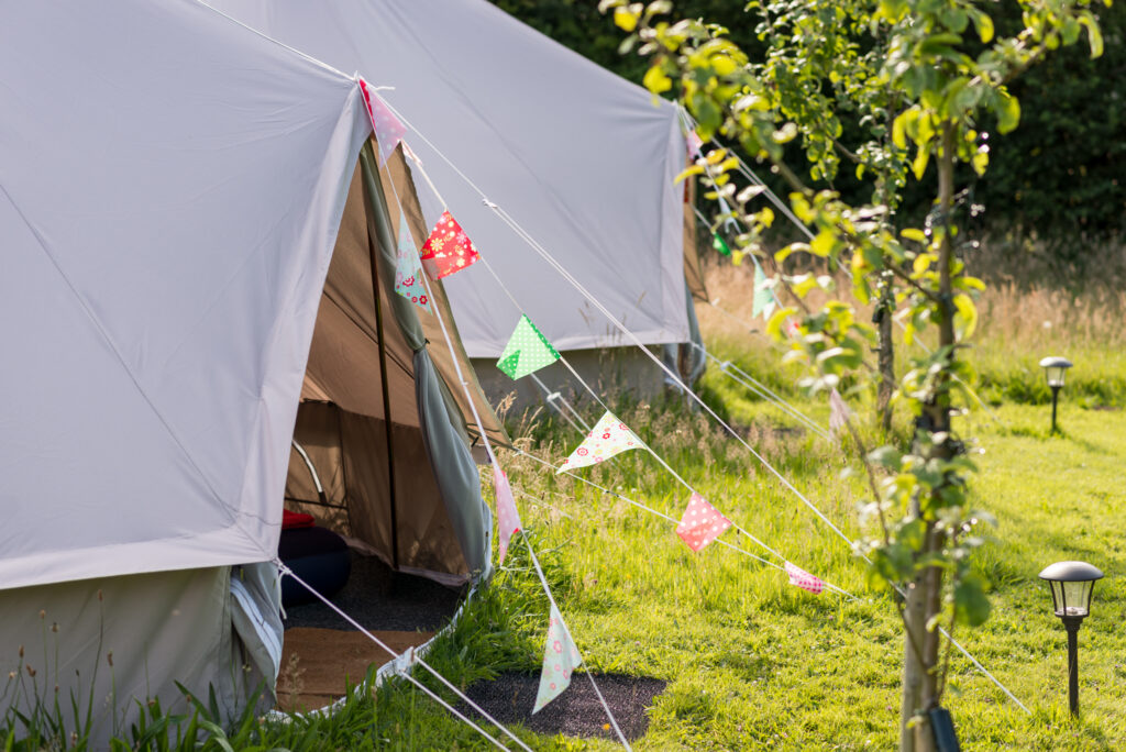 Bell tent with flags