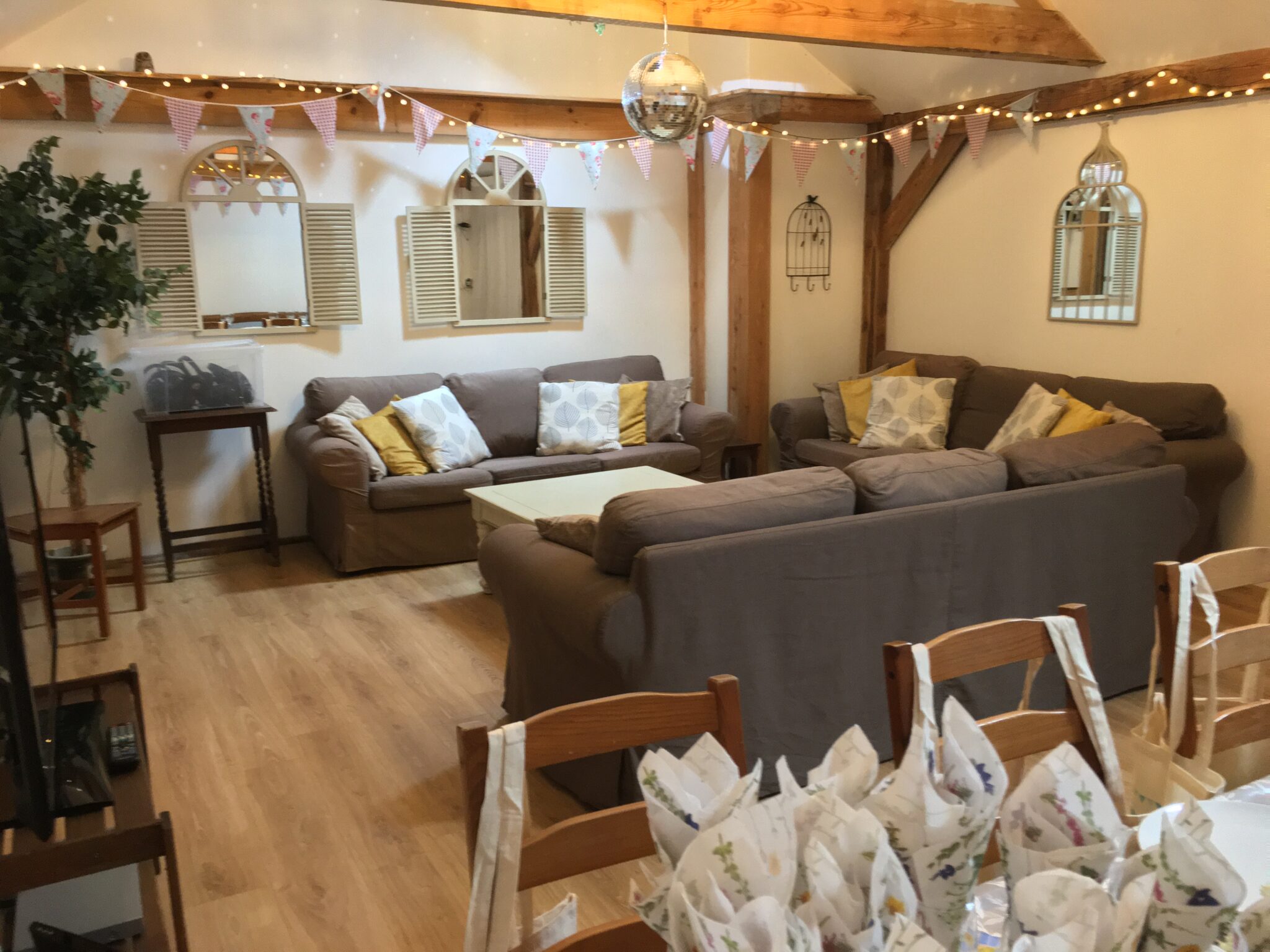 Glamping barn sitting dining room 2022 Hedgerow Cottage and Glamping